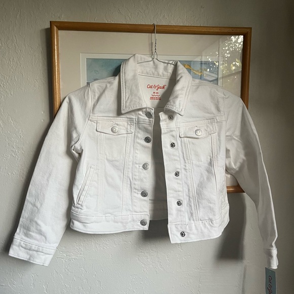 NWT Cat & Jack white Jean jacket size medium 8 girls - Picture 1 of 4